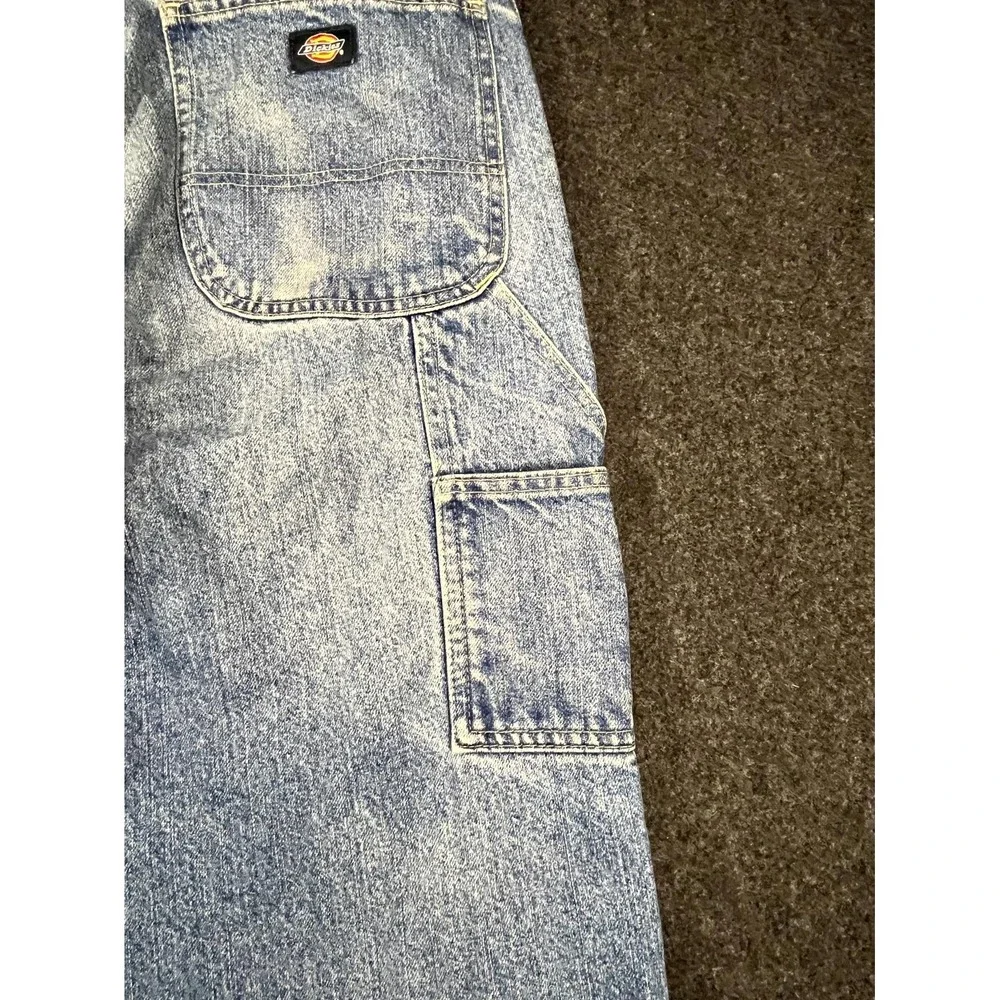 Dickies Carpenter Jeans Men 35x29 Blue Denim Logo Mid Rise Straight Leg Workwear